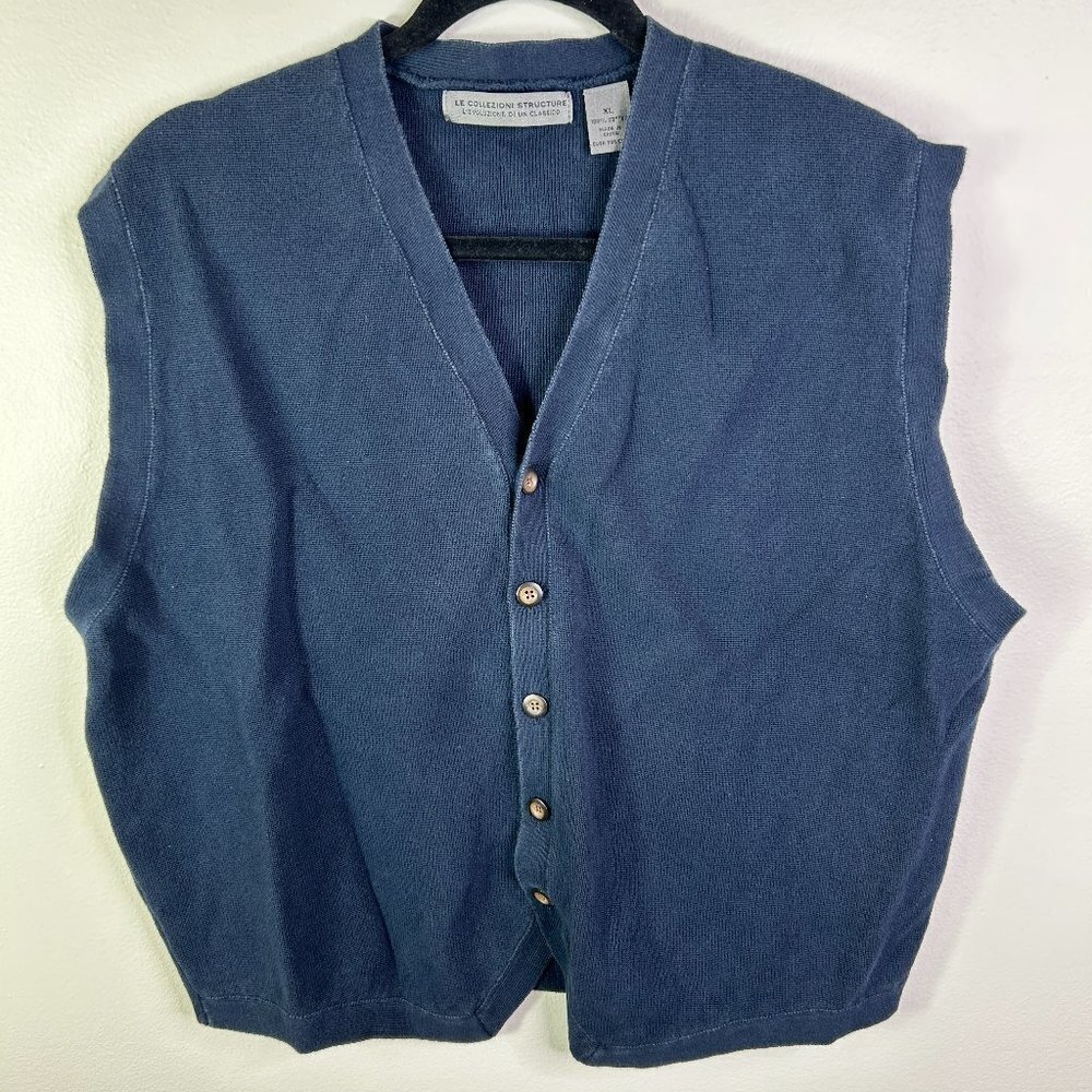 Le Collezioni Structure Men's Blue Button Down Vest Size XL